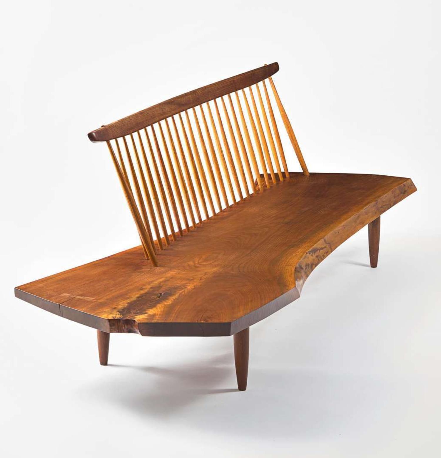 George Nakashima (American, 1905-1990) Fine "Conoid" Bench, New Hope, Pennsylvania, 1968