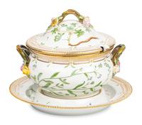 A Royal Copenhagen Flora Danica Porcelain Circular Covered Tureen and Stand