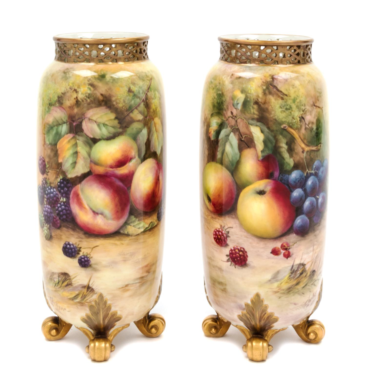 A Pair of Royal Worcester Porcelain Vases Height 8 3/4 inches. — 1929