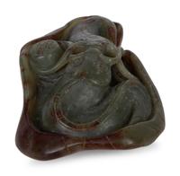 A Chinese Carved Jade Double Carp on Lily Pad — 20TH CENTURY