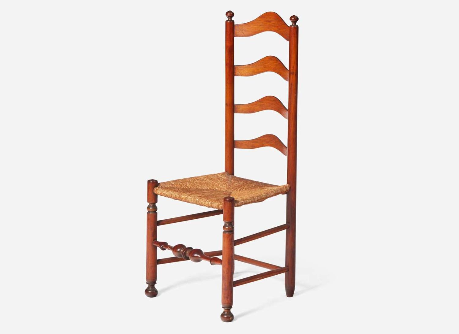 A ladderback rush-seat side chair, West Chester, PA, late 18th century