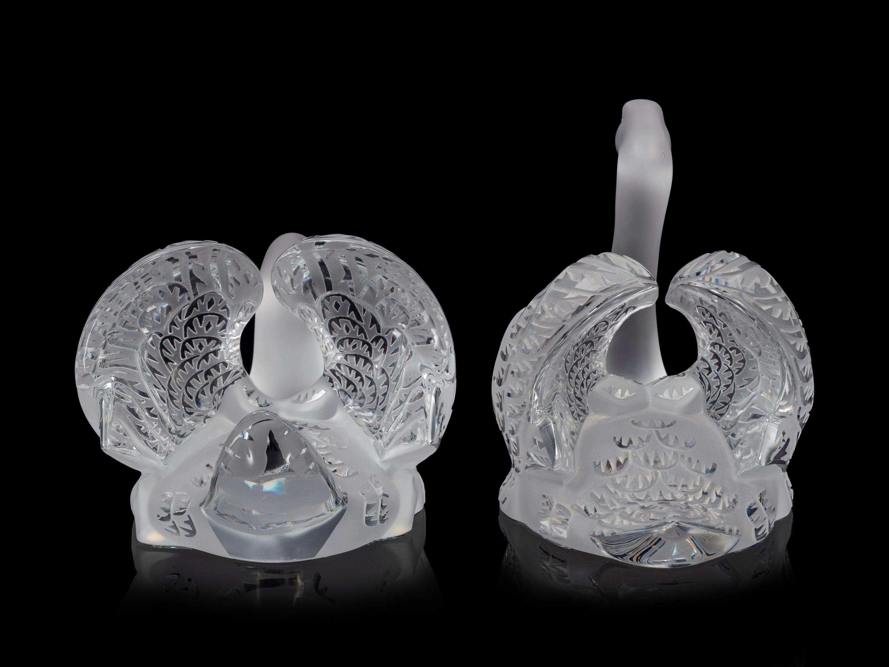 A Pair of Lalique Miroir Cygnes Centerpieces