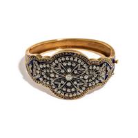 ANTIQUE, ENAMEL AND DIAMOND BANGLE AND CLOAK CLASP