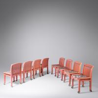 Set of Eight Dining Chairs from the 'Eden' Collection, c. 1970 together with an ottoman Nordiska Kompaniet, Sweden