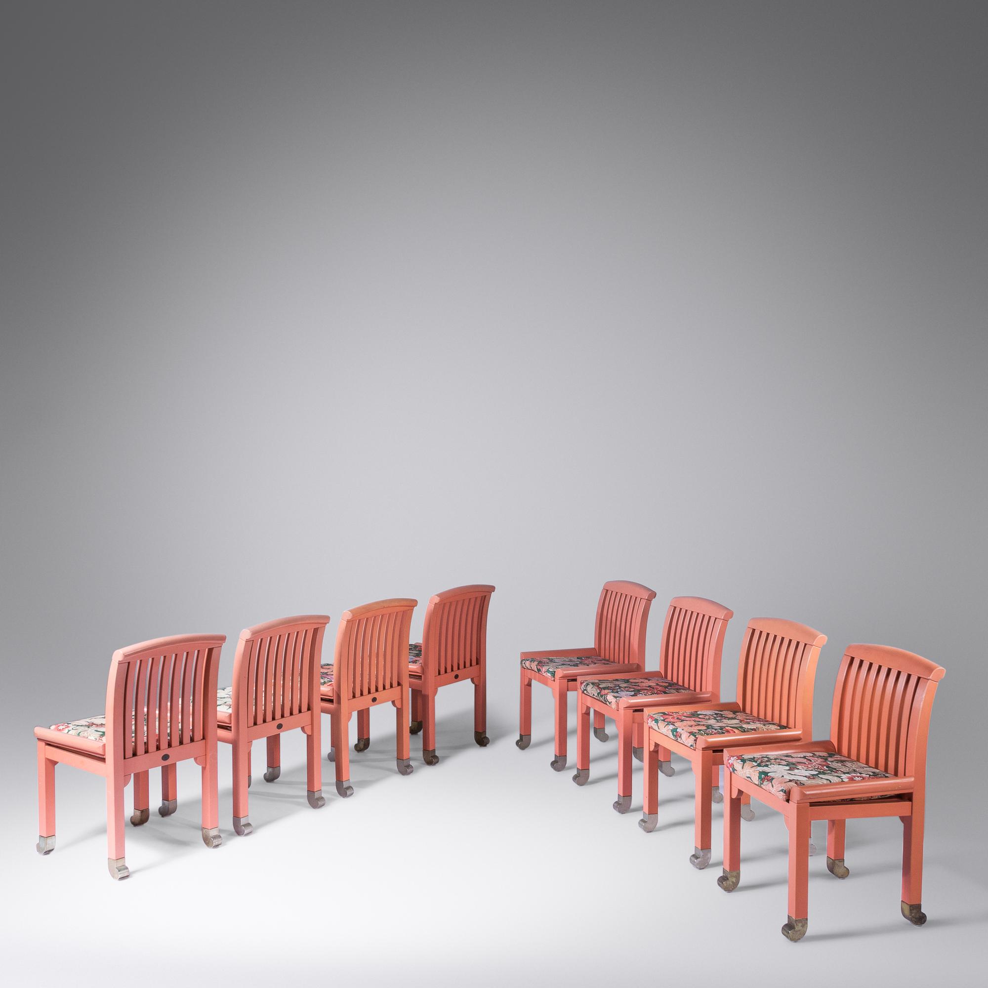 Set of Eight Dining Chairs from the 'Eden' Collection, c. 1970 together with an ottoman Nordiska Kompaniet, Sweden