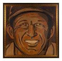 A Stan Musial Signed Autograph Large Painting Formerly Displayed at Mike Ditka's Restaurant
