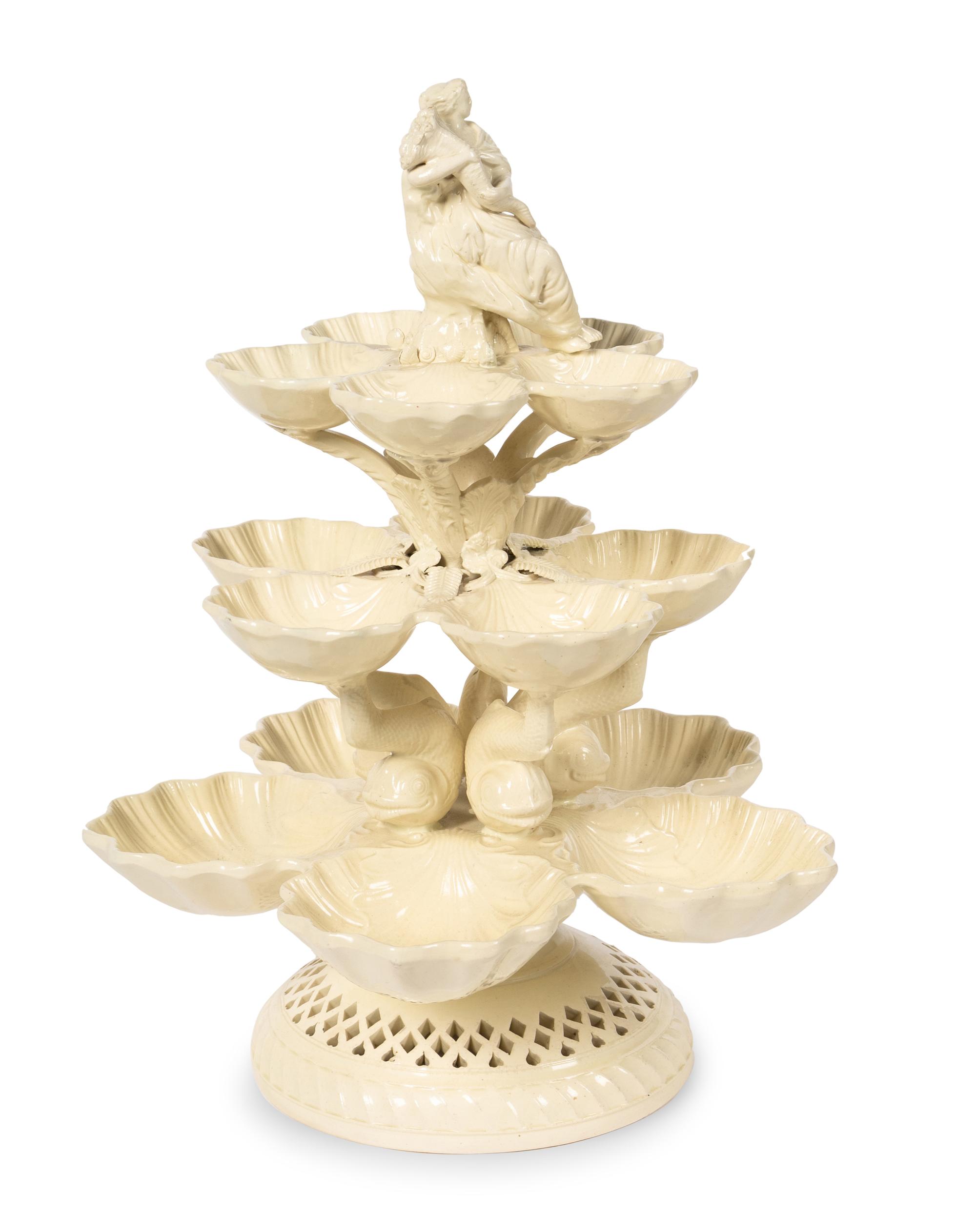 An English Creamware Grand Plat de Ménage