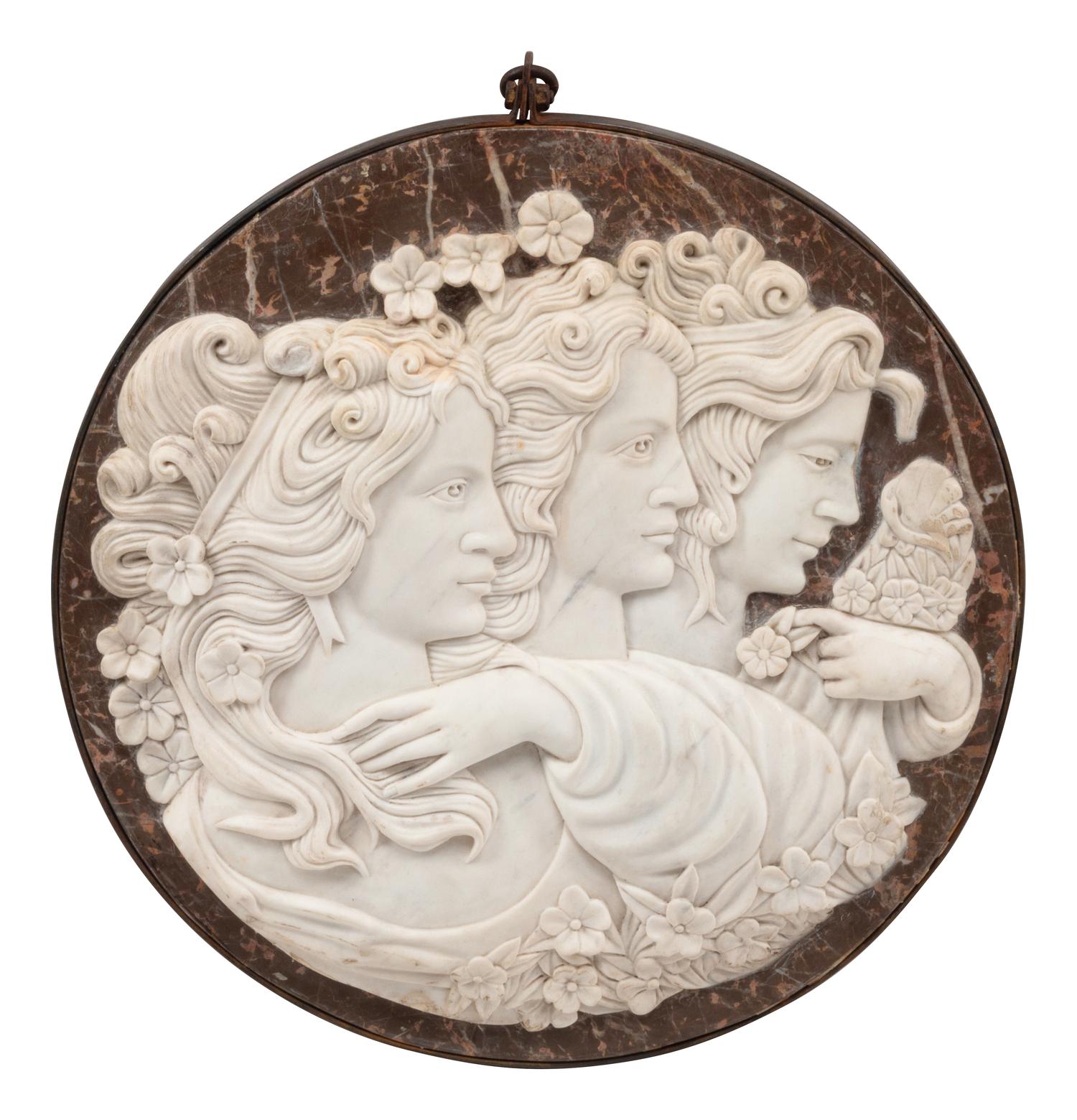 A Continental Carved Marble Plaque