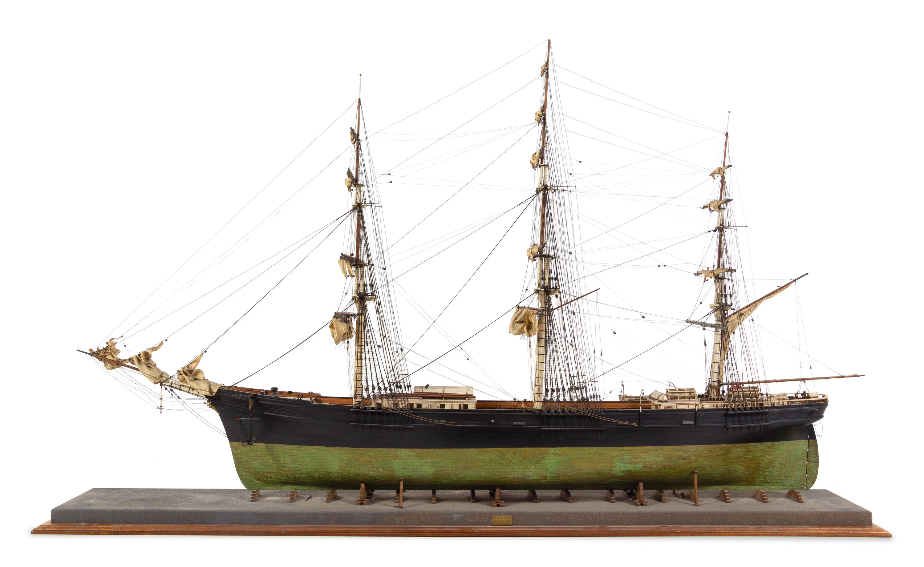 A Model of the "Sovereign of the Seas" Height of model 51 1/2 x length of base 85 3/4 inches.