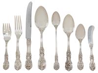 An American Silver Flatware Service, Reed & Barton, Taunton, MA, Francis I pattern, comprising: 12 dinner knives 12 dinner forks 12 sal