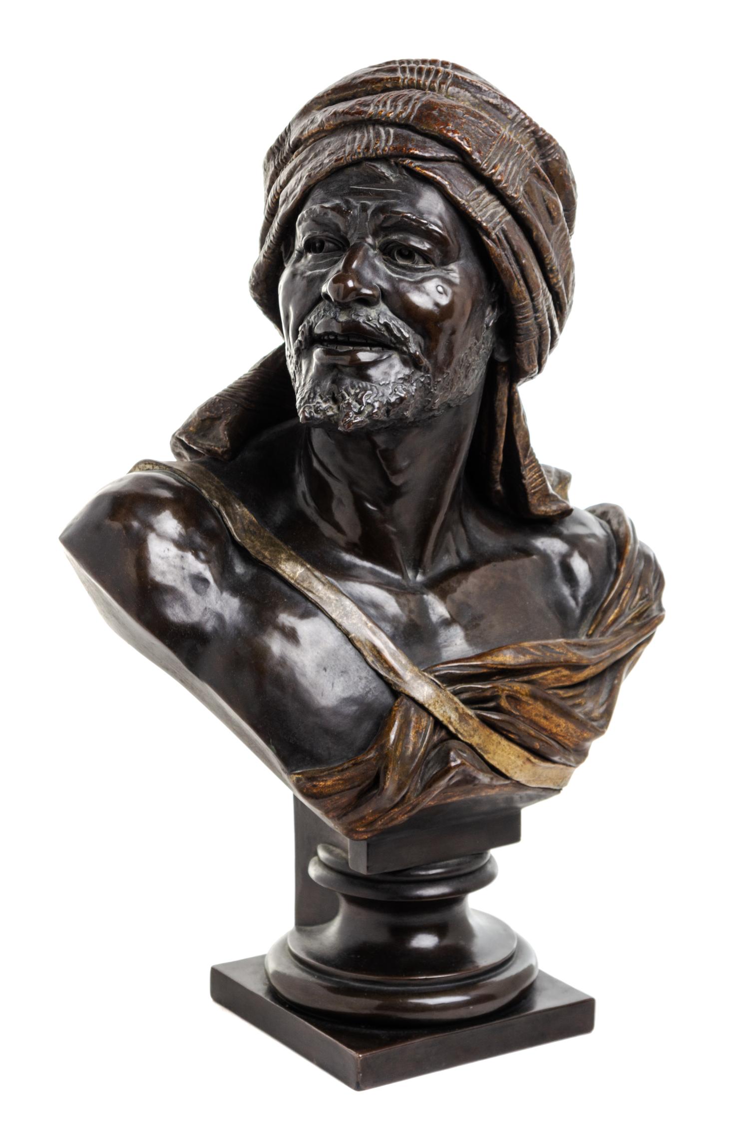 An Austrian Bronzed Pottery Bust of an Arab Man Height 22 1/2 inches. — AFTER WILHELM CHRISTIAN ANDREAS GIESECKE, 19TH CENTURY