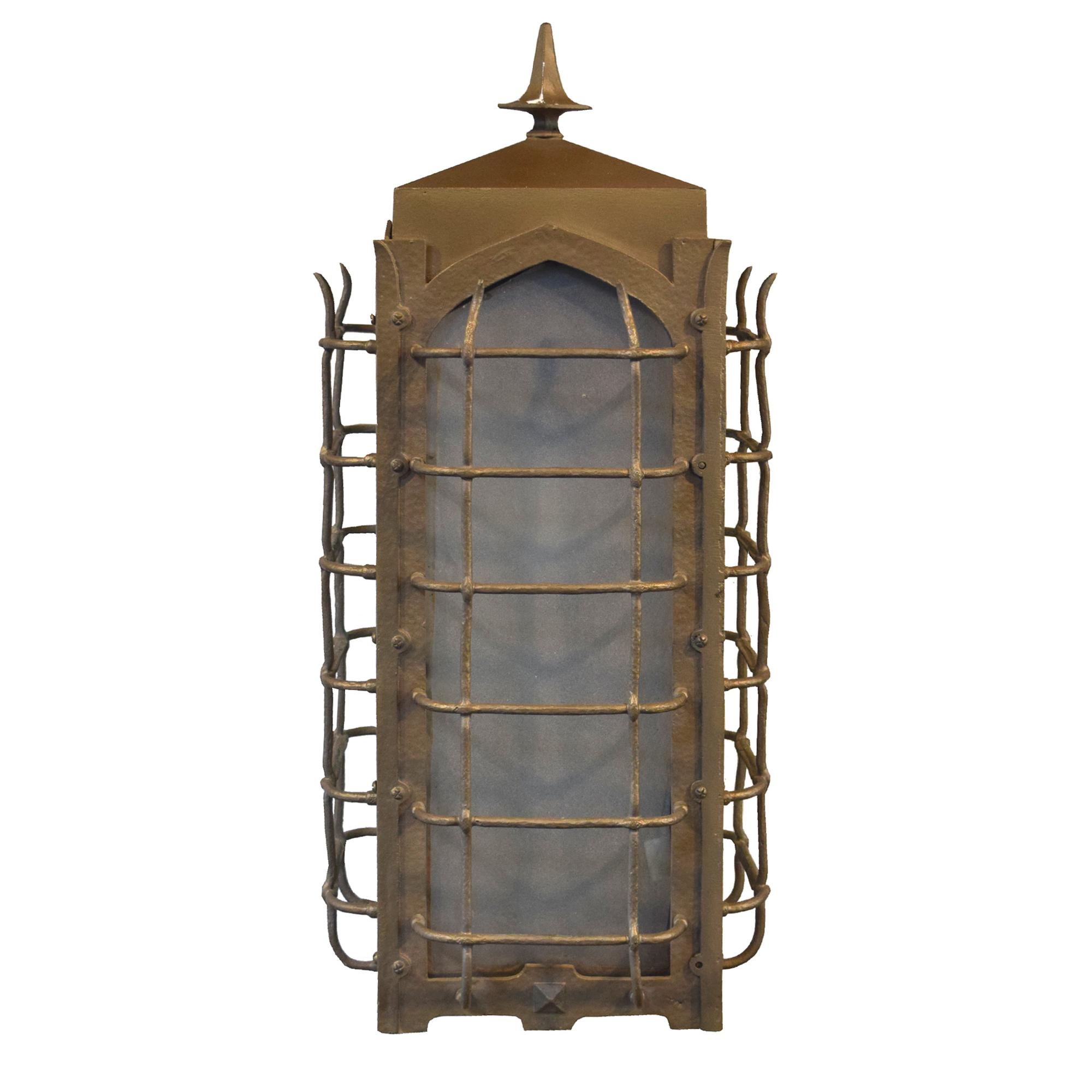 A Pair of Bronze Exterior Wall Sconces 11" W x 14.5" D x 25" H — United States, Circa 1940