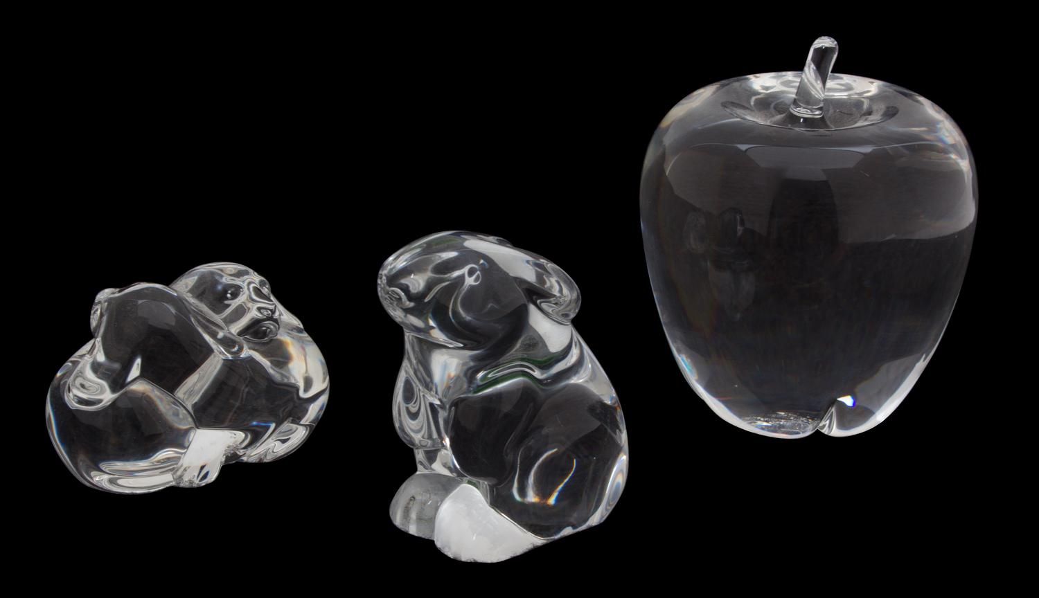 Three Glass Figurines Largest height 4 x diameter 3 1/2 inches. — 20TH CENTURY