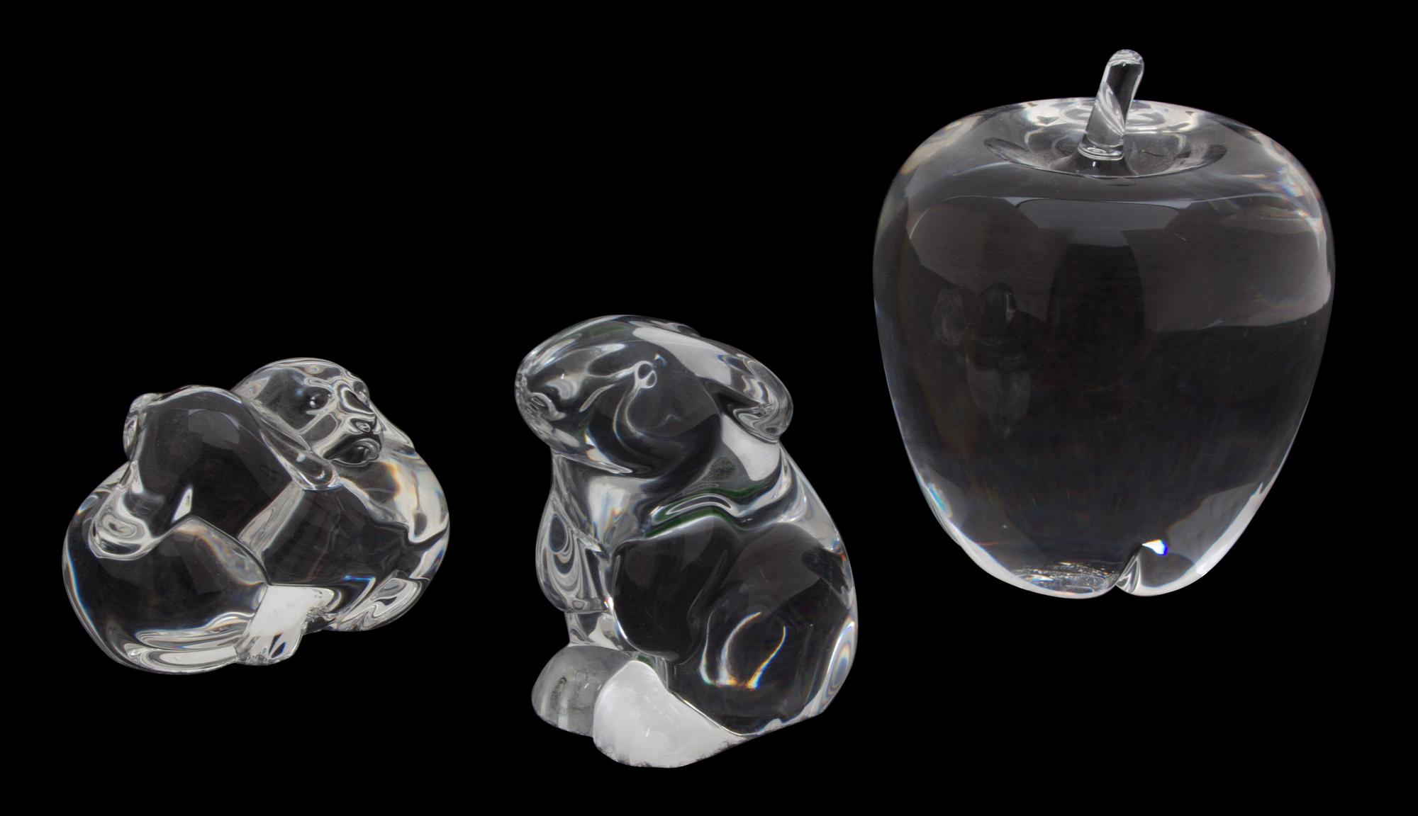 Three Glass Figurines Largest height 4 x diameter 3 1/2 inches. — 20TH CENTURY