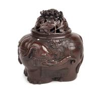 A Japanese Bronze Elephant-Form Incense Burner Height 7 1/4 inches. — 19TH CENTURY