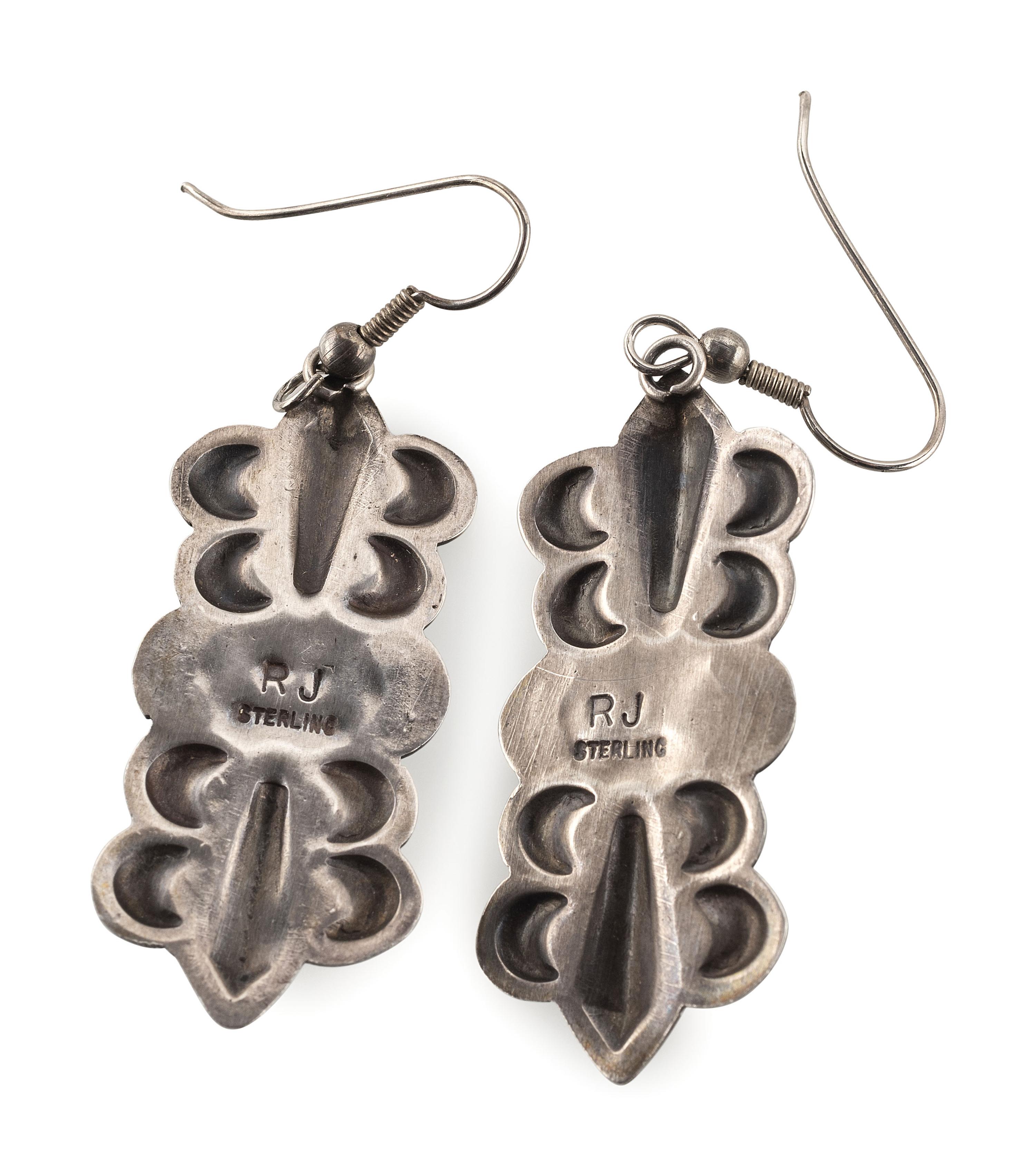 Navajo and Southwestern-style Silver Earrings, with Turquoise