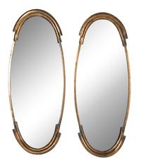 A Pair of Contemporary Aged Brass Mirrors
