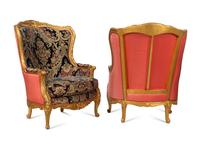 A Pair of Large E.J. Victor Régence Style Giltwood Bergères