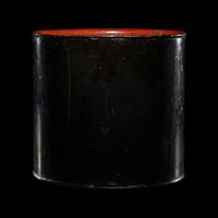 A Chinese Black and Red Lacquered Brushpot, Bitong, Wanli Mark 萬曆丙午（1606）款黑漆素面筆筒