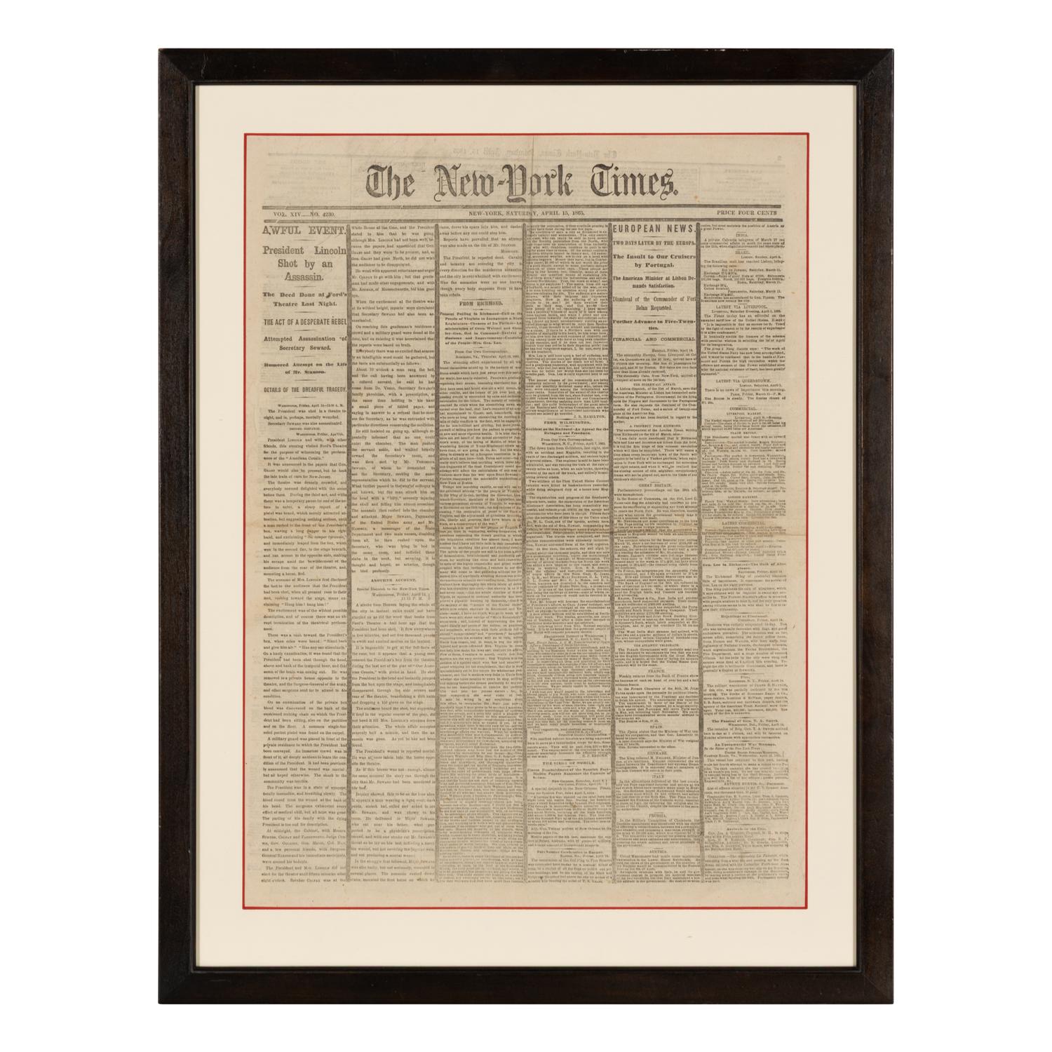 [Presidential] [Lincoln, Abraham] "Awful Event. President Lincoln Shot by an Assassin"