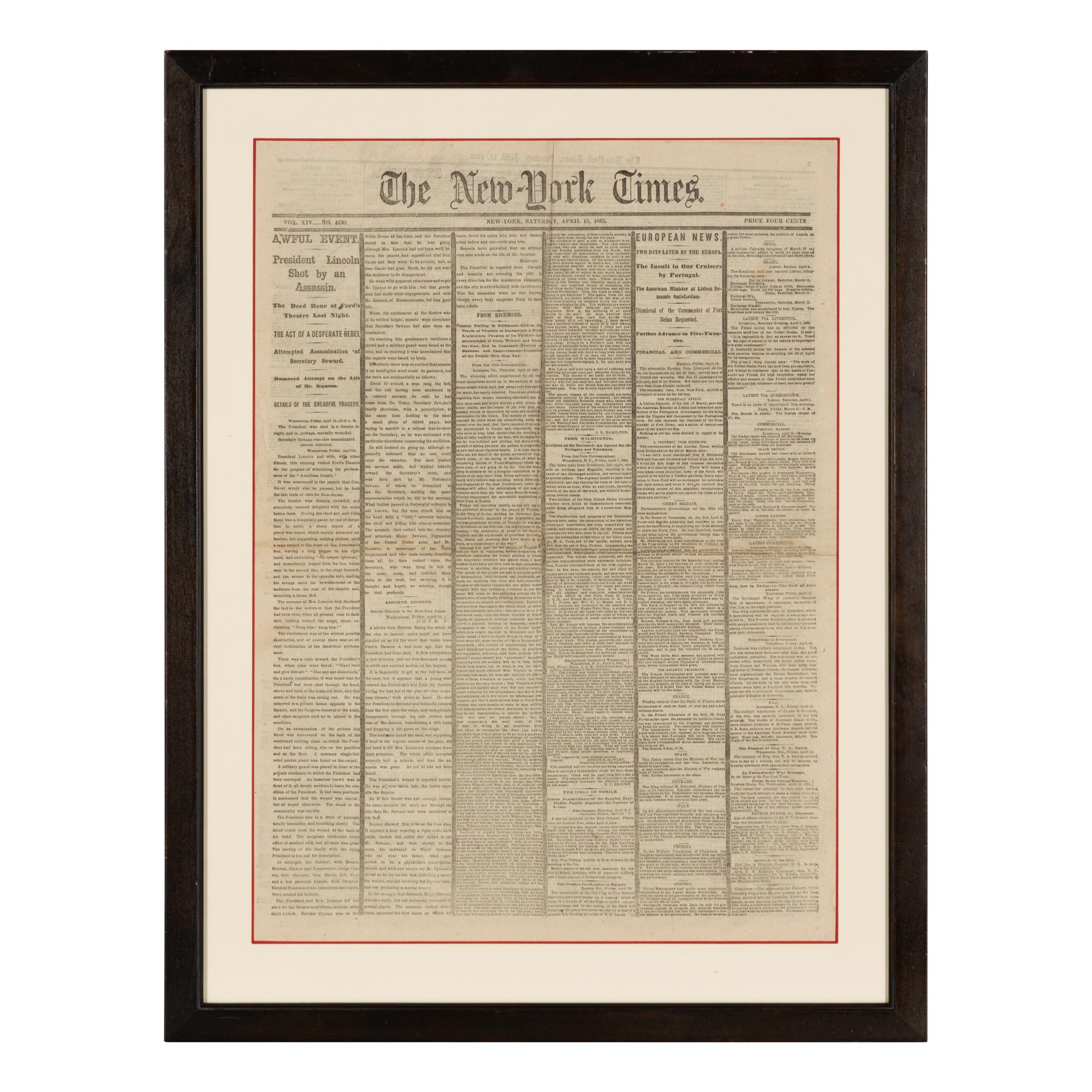 [Presidential] [Lincoln, Abraham] "Awful Event. President Lincoln Shot by an Assassin"