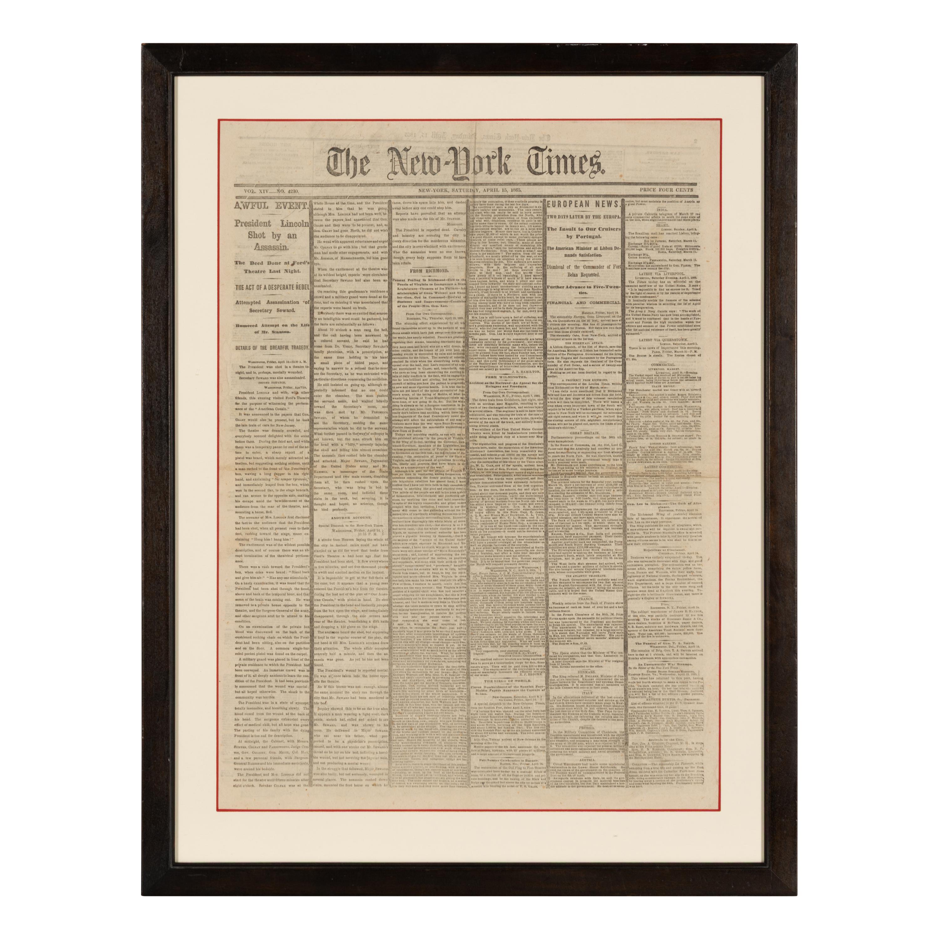 [Presidential] [Lincoln, Abraham] "Awful Event. President Lincoln Shot by an Assassin"