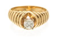 A 14 Karat Yellow Gold and Diamond Ring, 2.50 dwts.