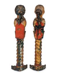 A Pair of Italian Polychromed Figural Pilasters — 19TH CENTURY