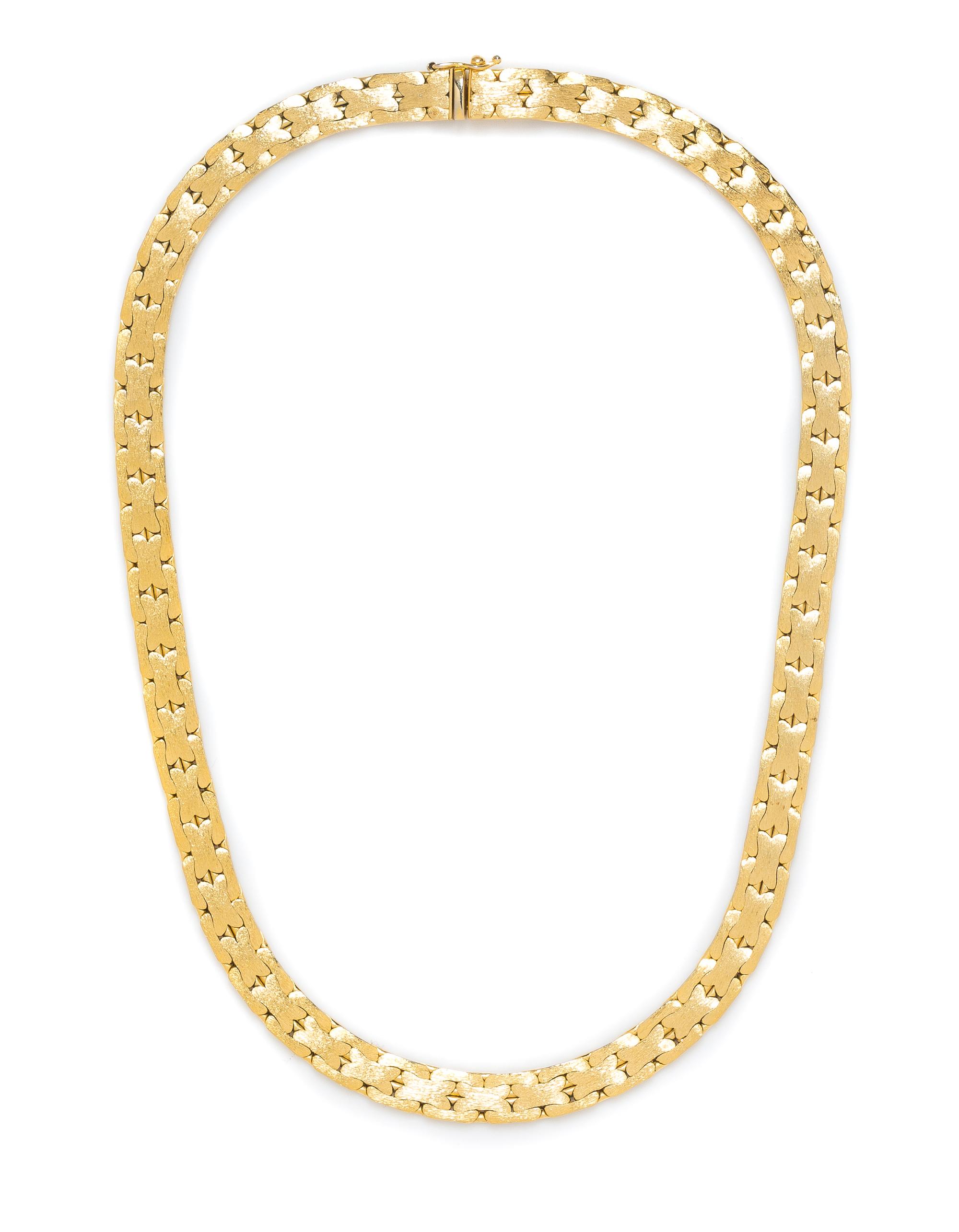 A 14 Karat Yellow Gold Textured Link Necklace, Italy, 34.60 dwts.