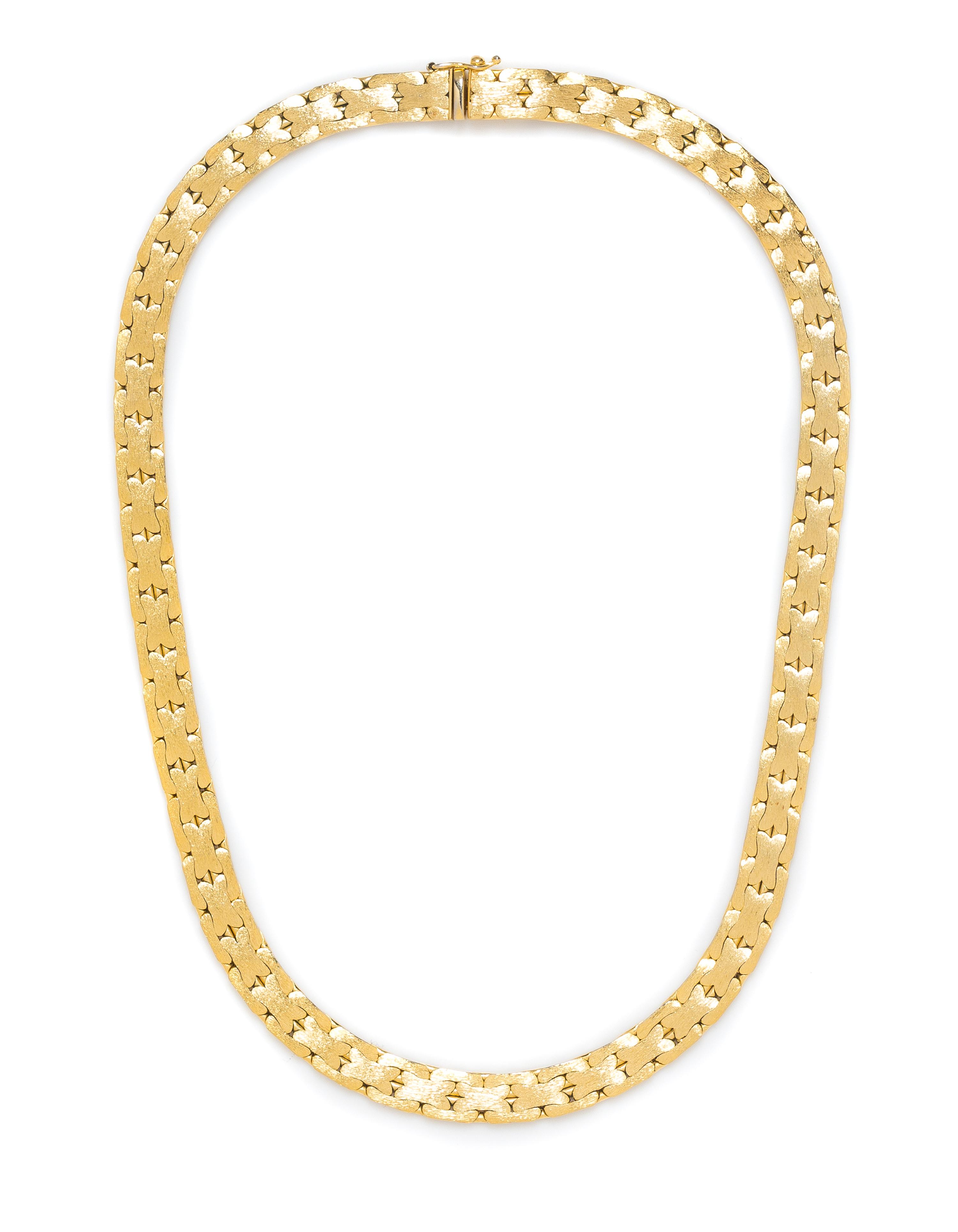 A 14 Karat Yellow Gold Textured Link Necklace, Italy, 34.60 dwts.