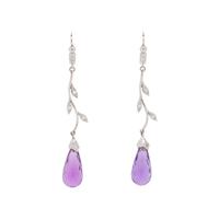 Amethyst and Diamond Drop Earrings