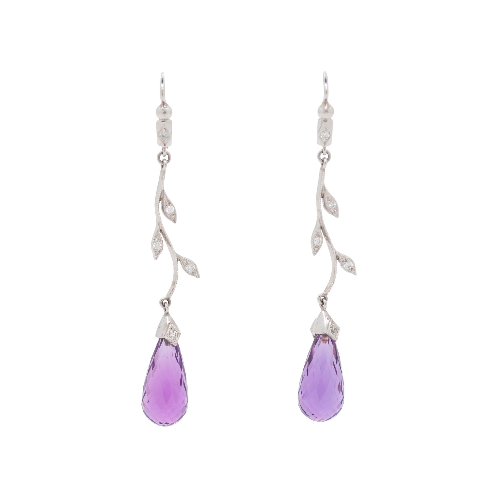 Amethyst and Diamond Drop Earrings