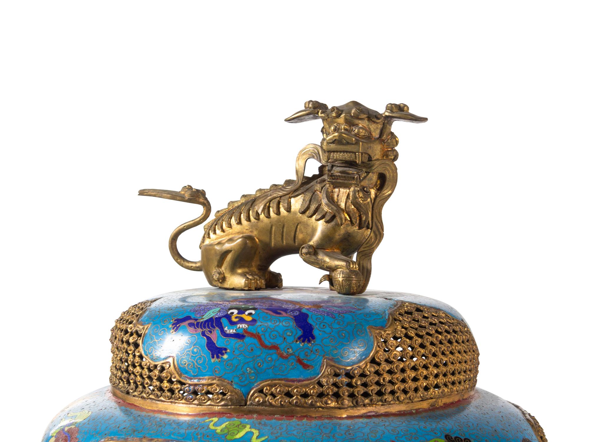 A Large Chinese Cloisonné Enamel Tripod Censer
