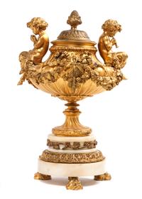 A French Gilt Bronze Diminutive Lidded Urn Height 12 inches.