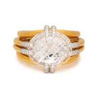DAVID WEBB, CARVED ROCK CRYSTAL AND DIAMOND CUFF BRACELET