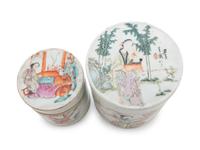 Two Chinese Famille Rose Porcelain Covered Jars