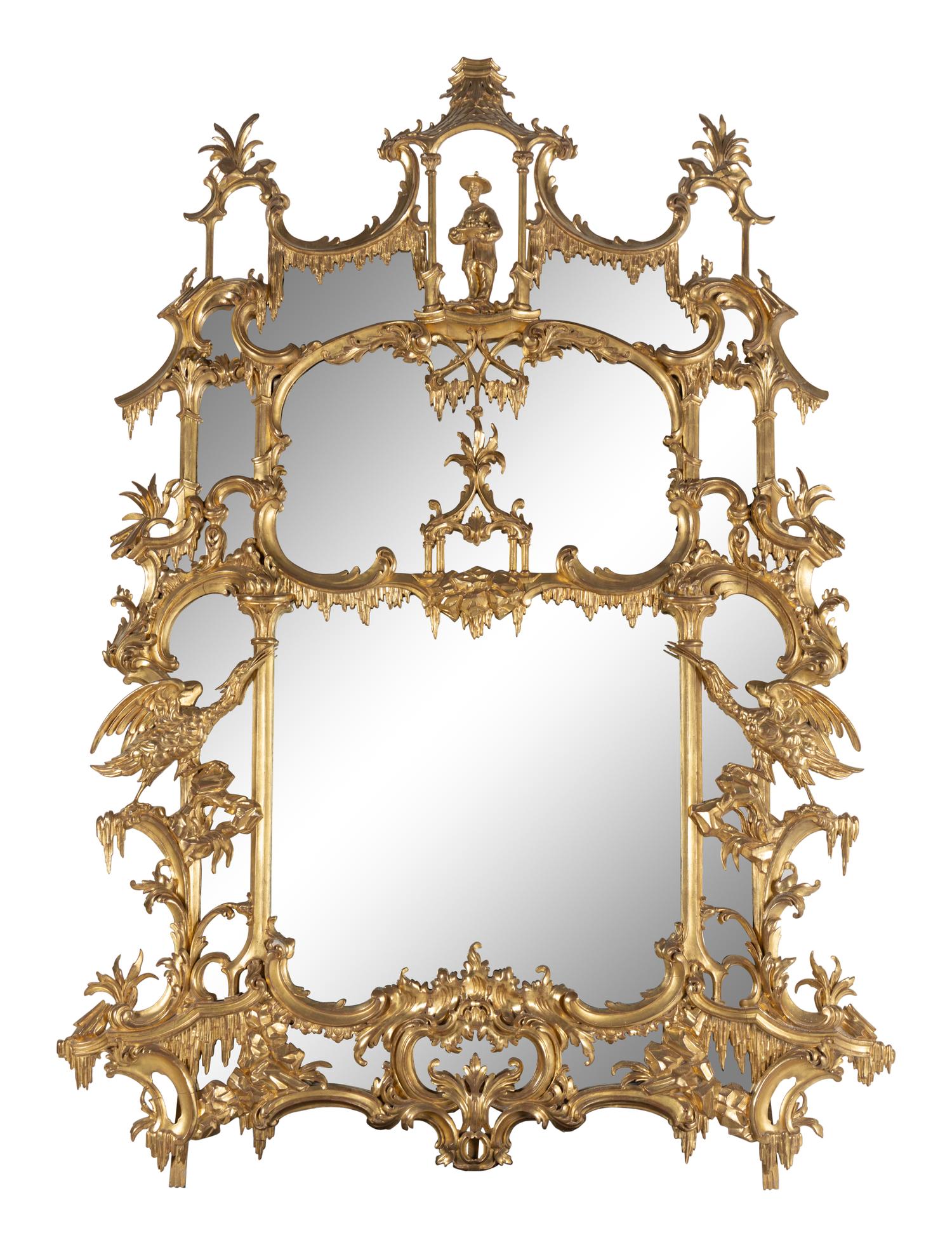 A Massive Pair of English Carved Giltwood Pier Mirrors