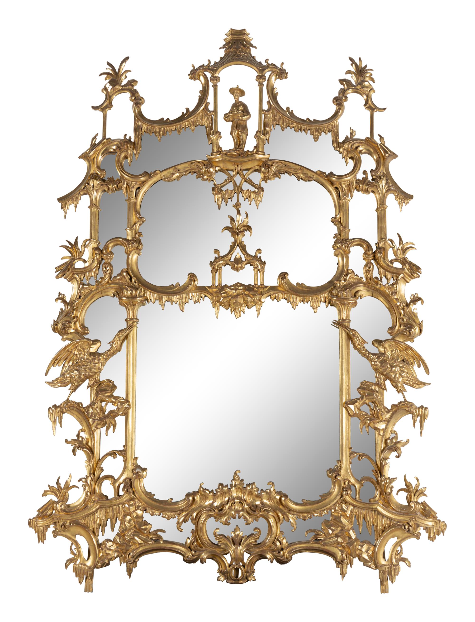 A Massive Pair of English Carved Giltwood Pier Mirrors