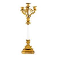 An Empire Gilt Bronze and Enamel Candelabrum