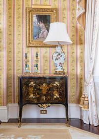 A Louis XV Gilt Bronze Mounted Lacquer Marble-Top Commode