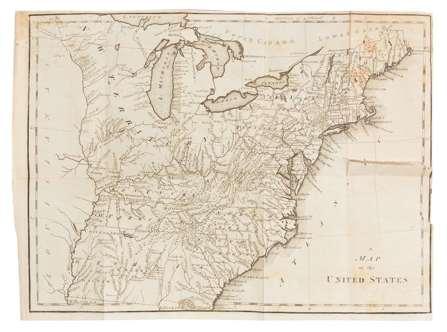 [CLARK, William (1770-1838), his copy]. SCOTT, Joseph. The United States Gazetteer. Philadelphia, 1795. SIGNED BY CLARK.