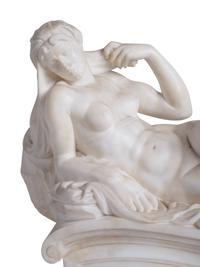 A Pair of Carved Alabaster Figures of Dusk and Dawn , After Michelangelo from The Tomb of Lorenzo de Medici