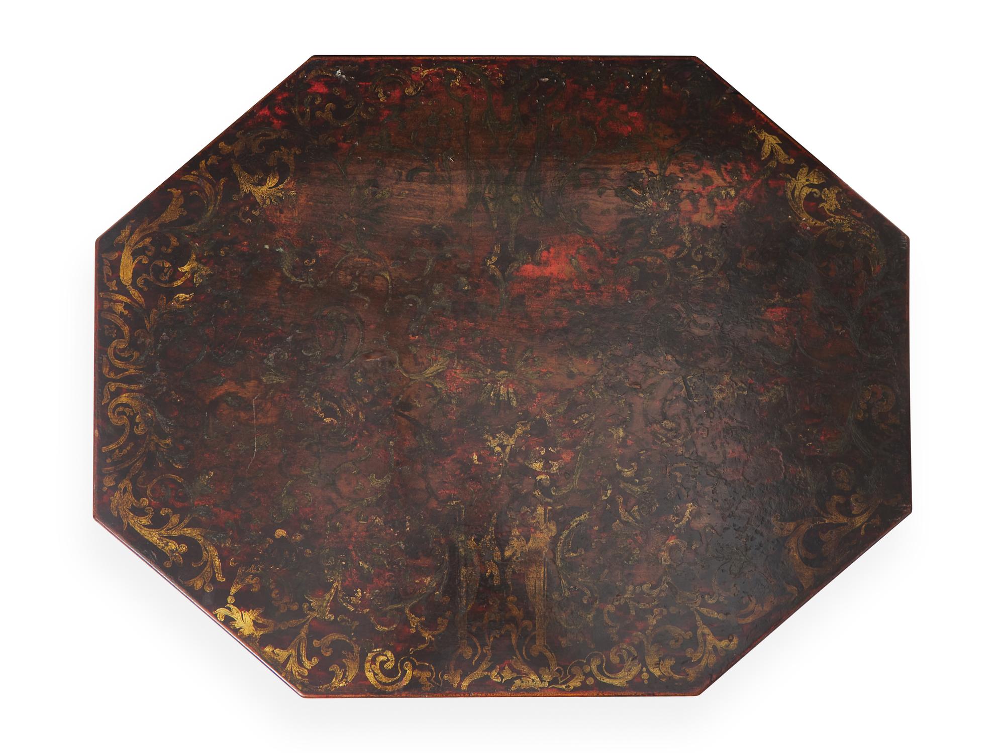 A Regency or Early Victorian Ebonized and Gilt-Decorated Candlestand