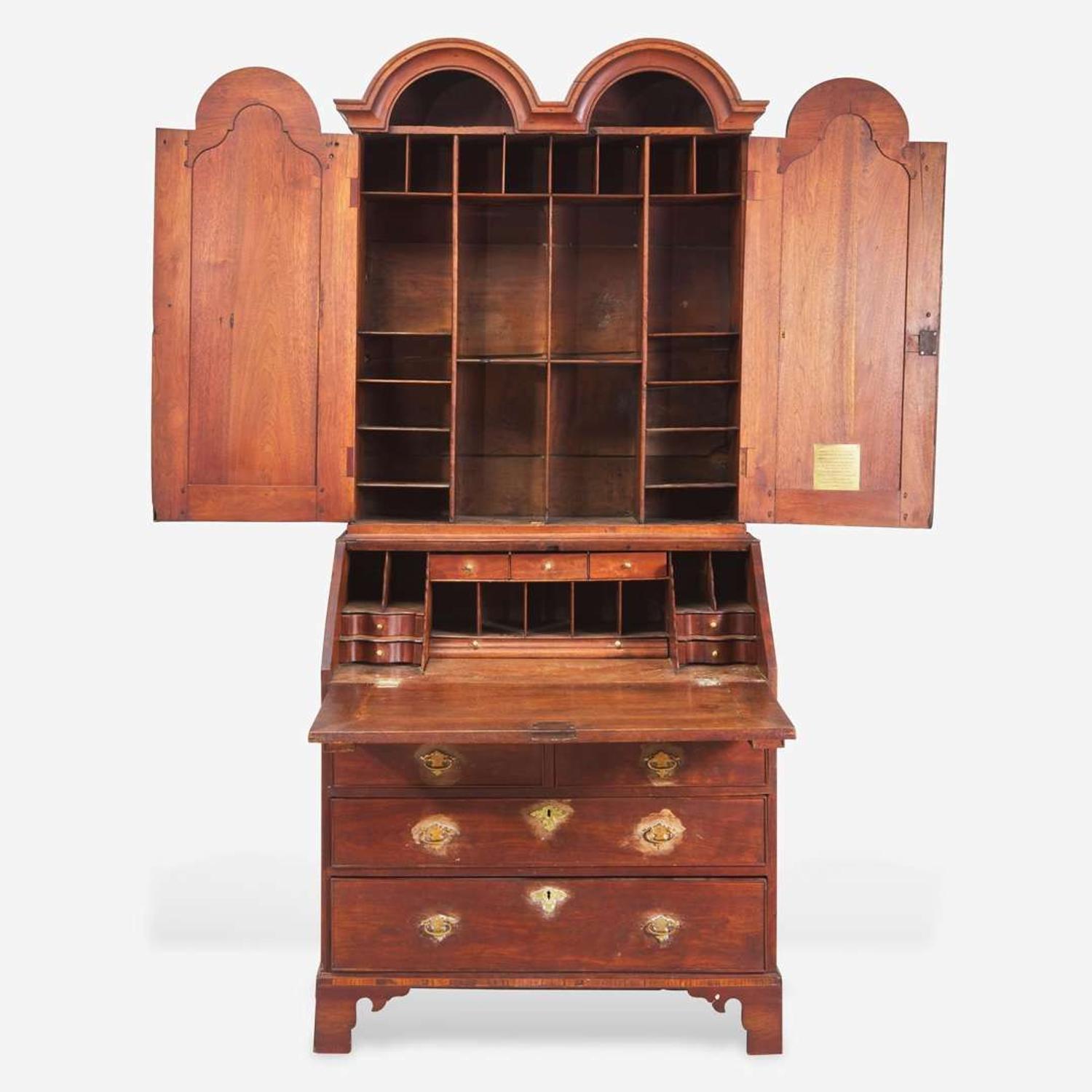 The John Bartram Queen Anne double dome walnut desk and bookcase Southeastern Pennsylvania, circa 1750