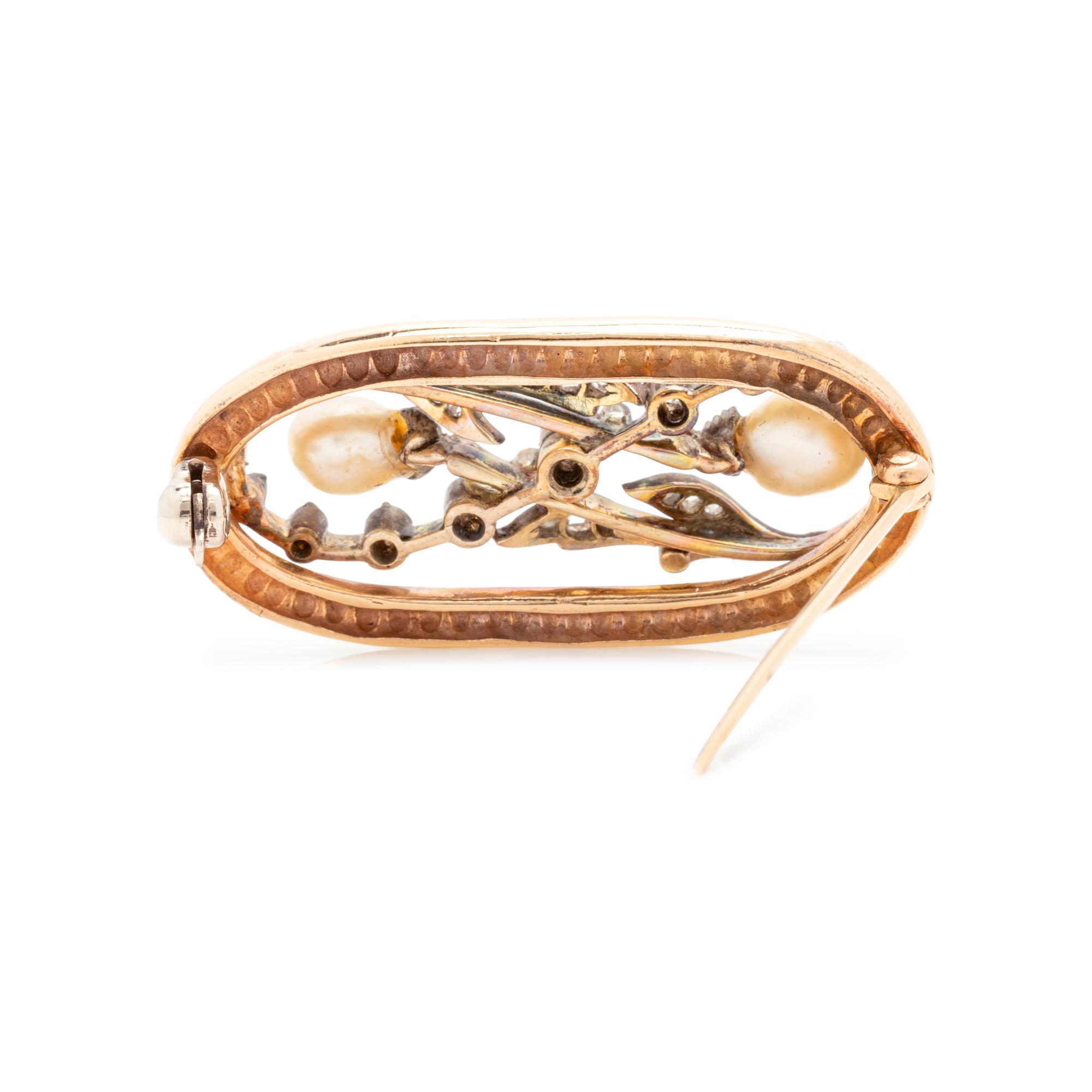 ANTIQUE, DIAMOND AND PEARL BROOCH
