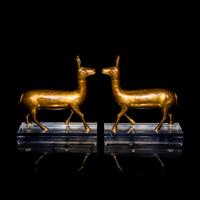 A Pair of Tibetan Gilt Bronze Kiang Donkeys, 18th/19th Century 十八/十九世紀 銅鎏金藏野驢一對