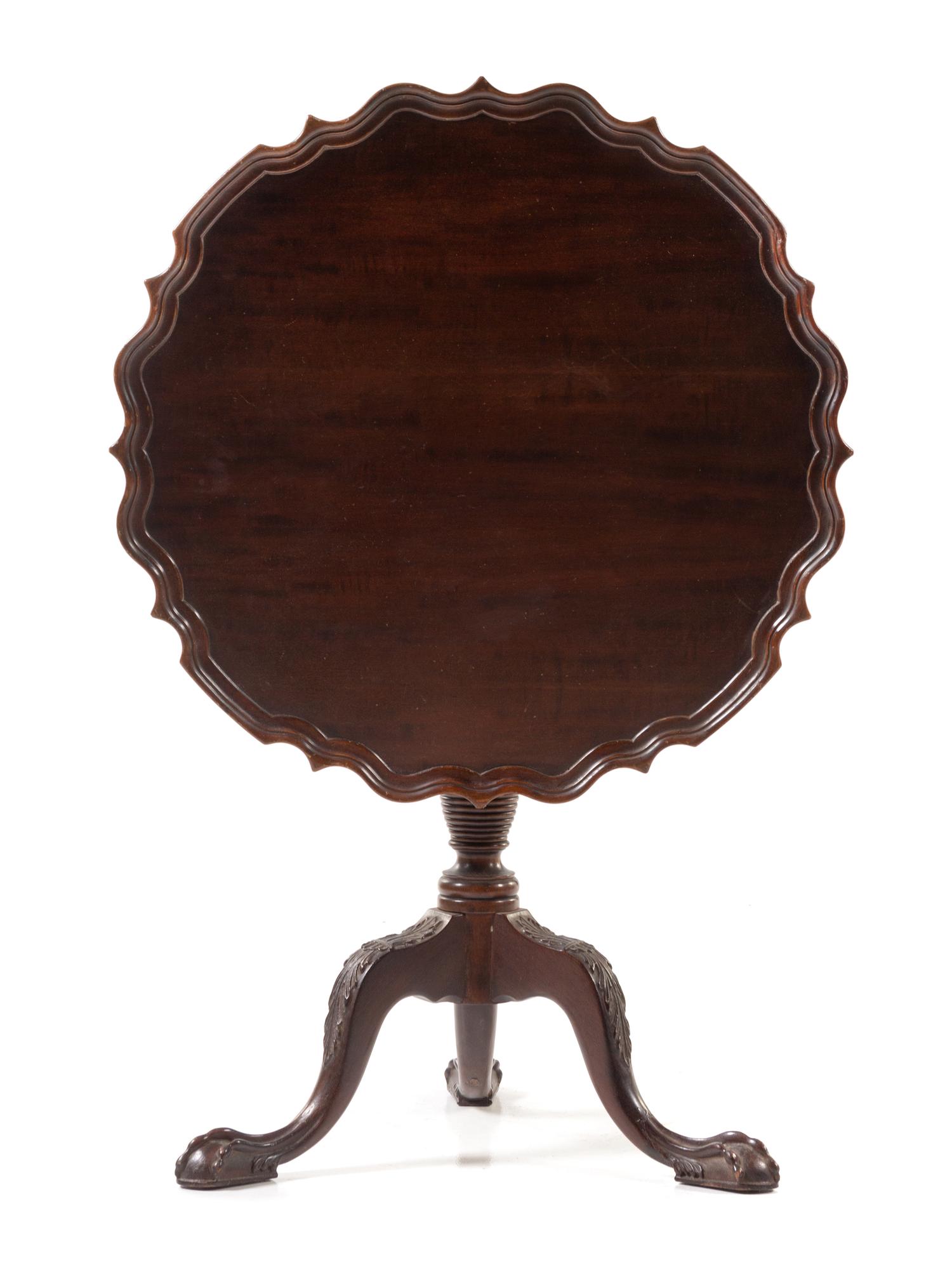 A George III Style Mahogany Tilt-Top Tea Table Height 27 1/2 x diameter of top 27 5/8 inches. — 20TH CENTURY