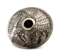Sterling Silver Jar, with Eagle Dancer and Katsina Design