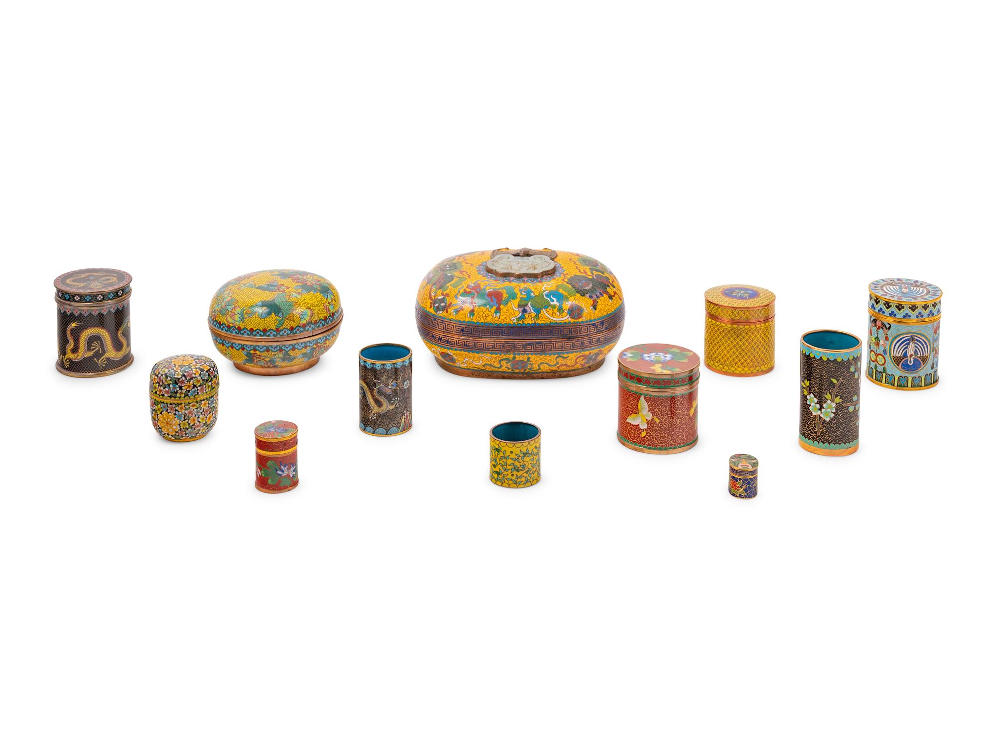 12 Chinese Cloisonné Enamel Circular Vessels