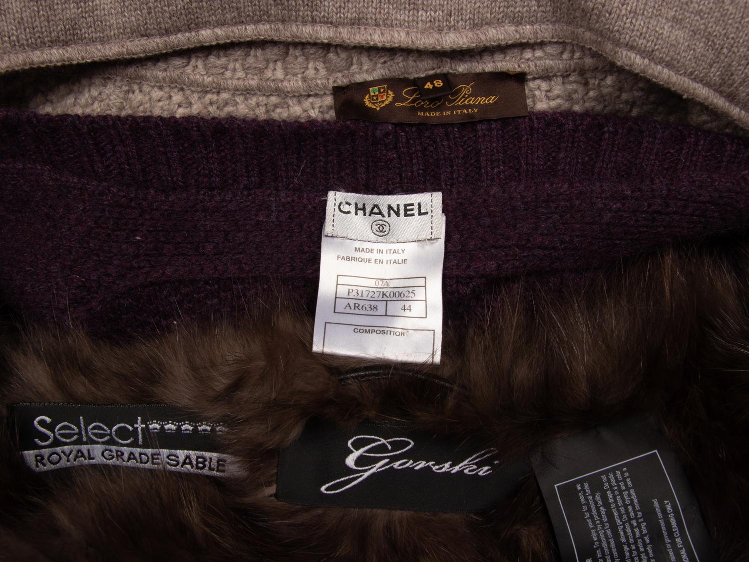Two Designer Cardigans & Sable Scarf, Loro Piana and Chanel